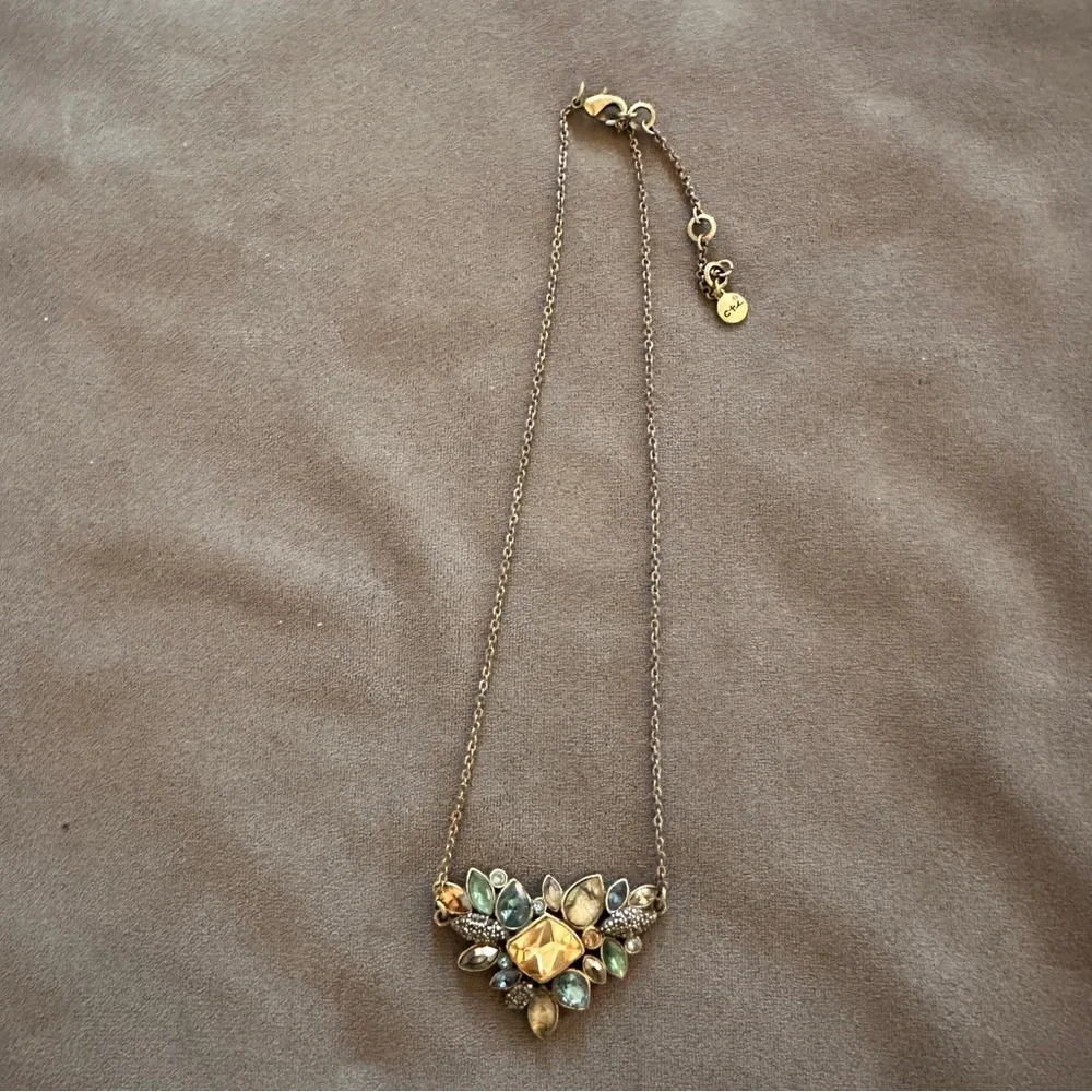 Chloe + Isabel Statement Necklace Gem Cluster Boho Sparkle Jewel Antique Tones